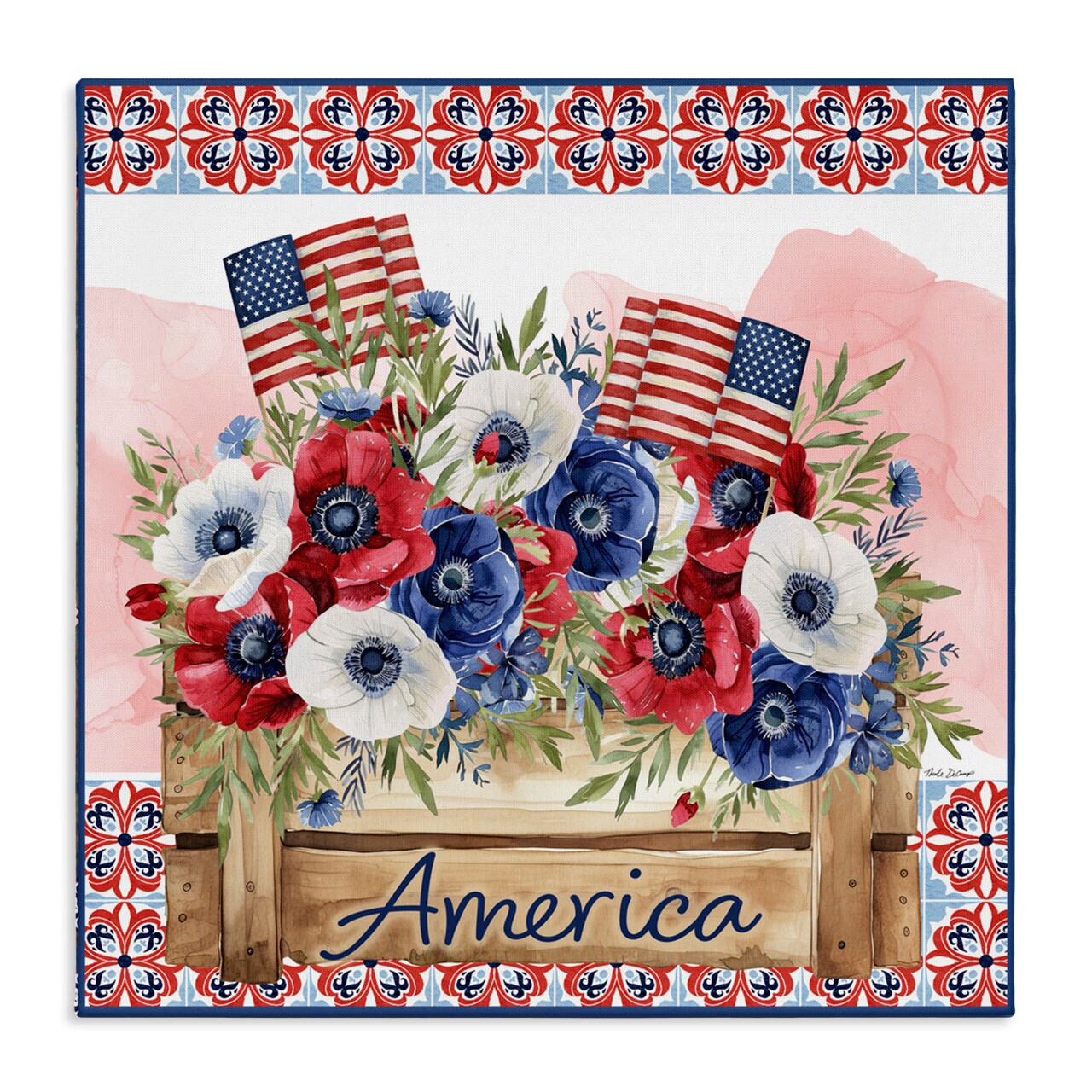 Stupell Industries Patriotic Poppies Bouquet Canvas, design by Nicole DeCamp